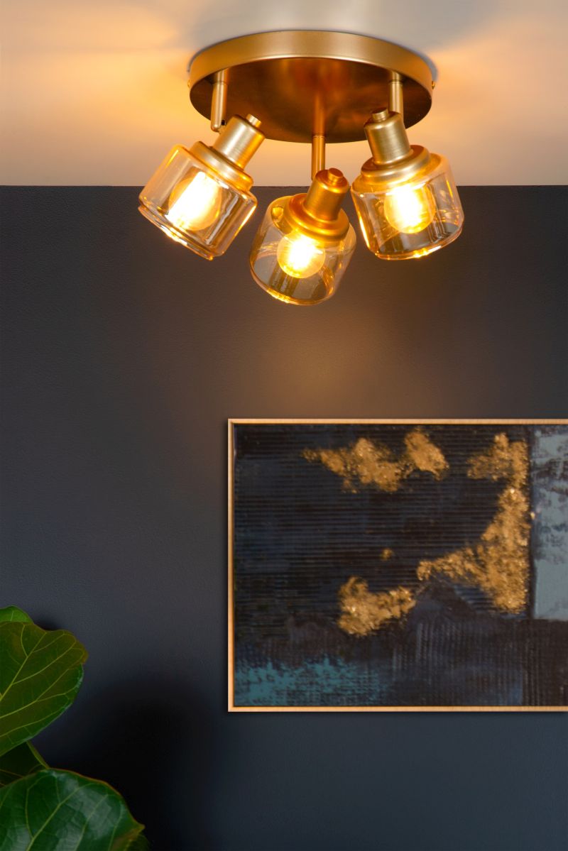 Lucide BJORN - Stropné bodové svietidlo - Ø 38 cm - 3xE14 - matné zlato / mosadz